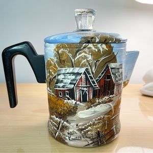 Hand painted Outdoors Aluminum Coffee Pot
